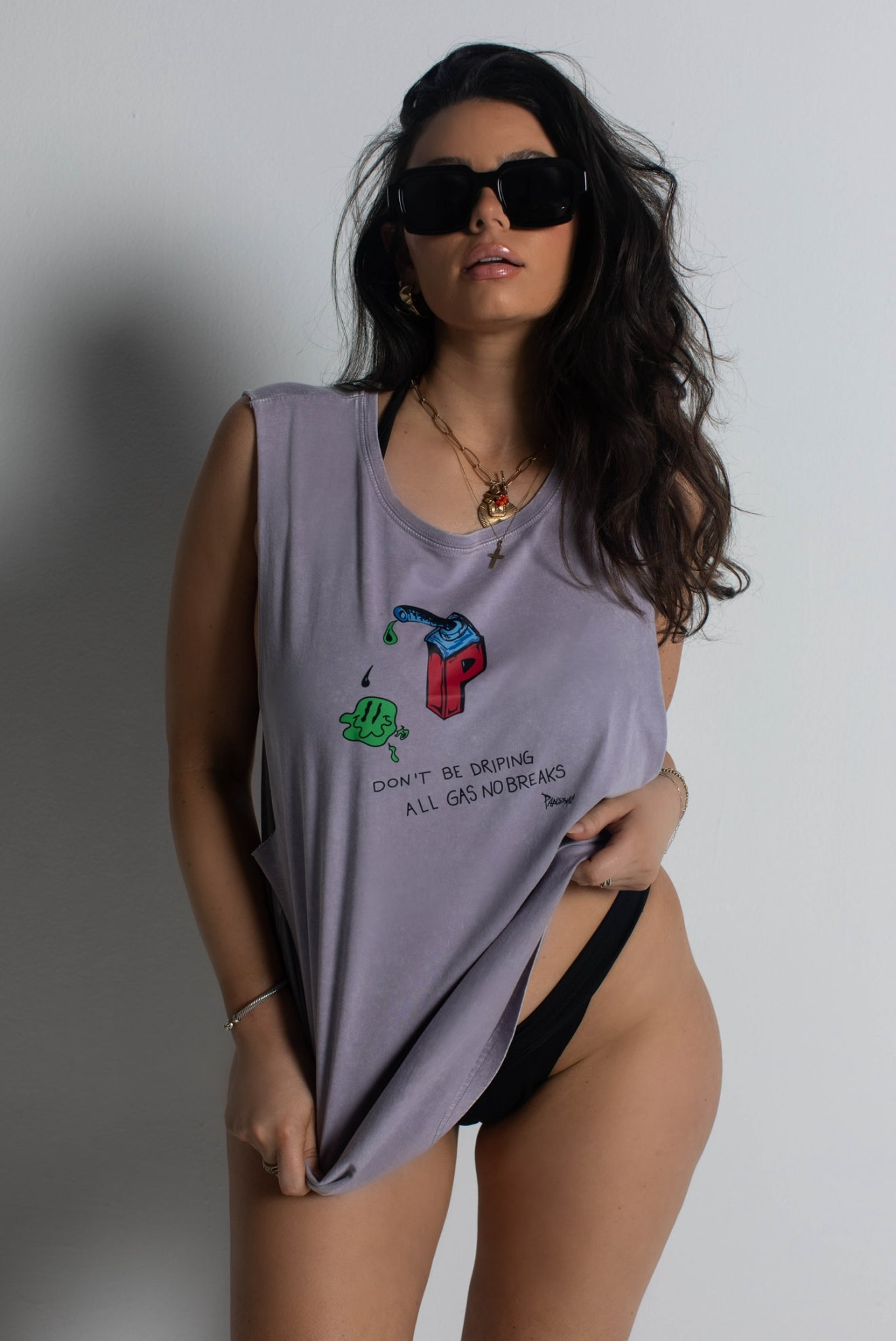 All Gas No Breaks Tank Top in Orchid