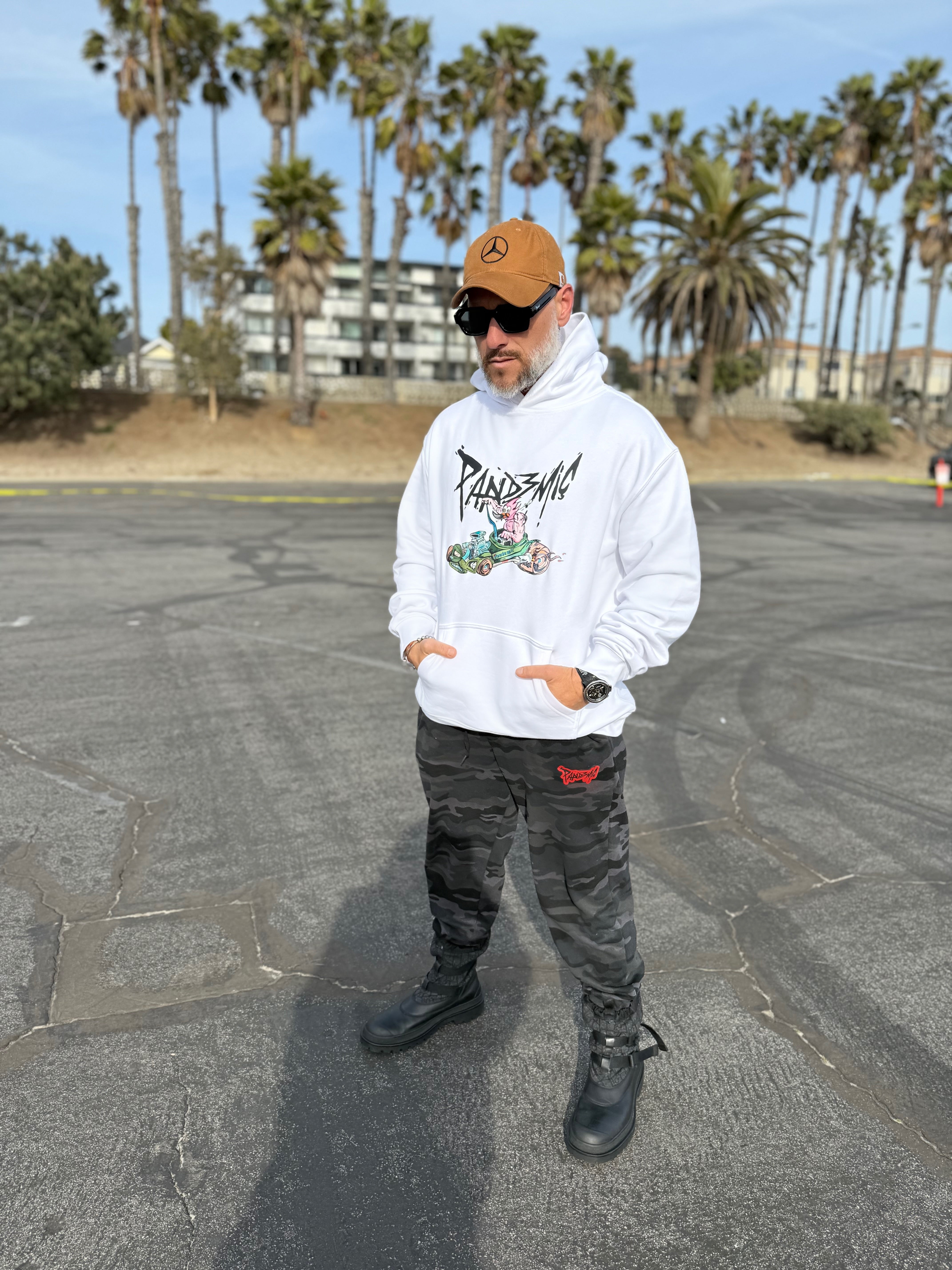 Muscle Flamingo Hoodie in Bone