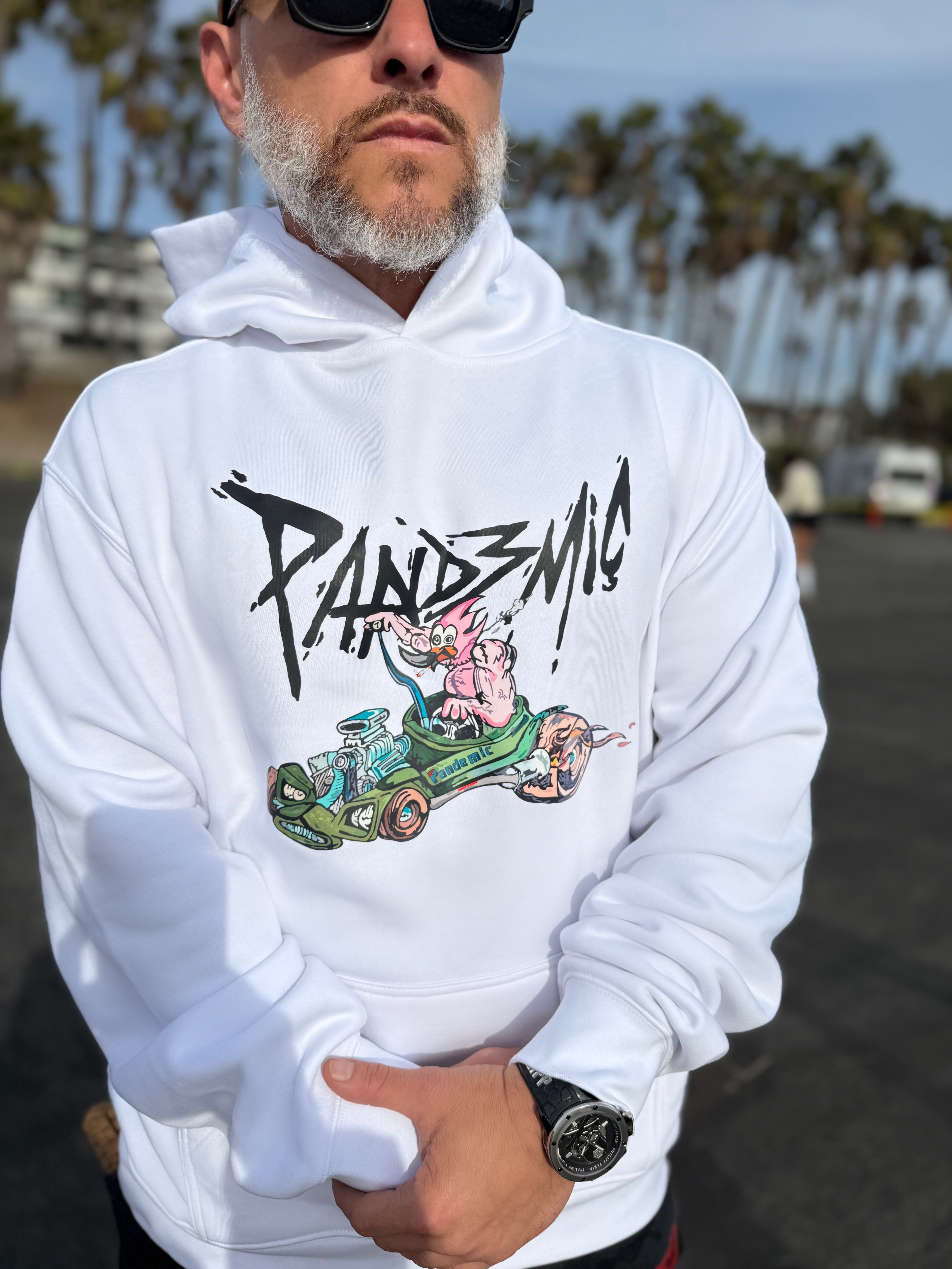 Muscle Flamingo Hoodie in Bone