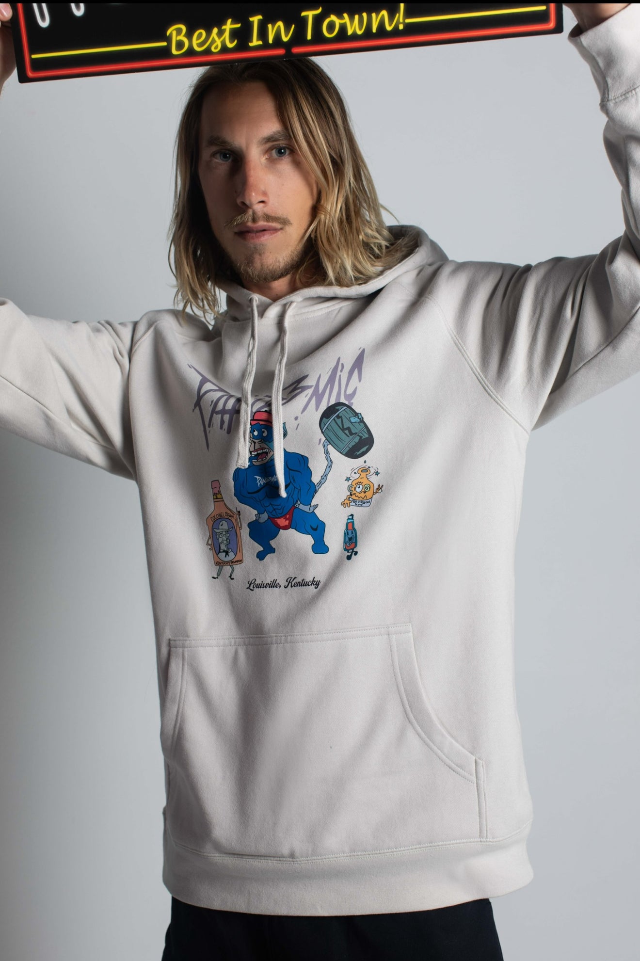 Bourbon Ape Lightweight Hoodie in Bone