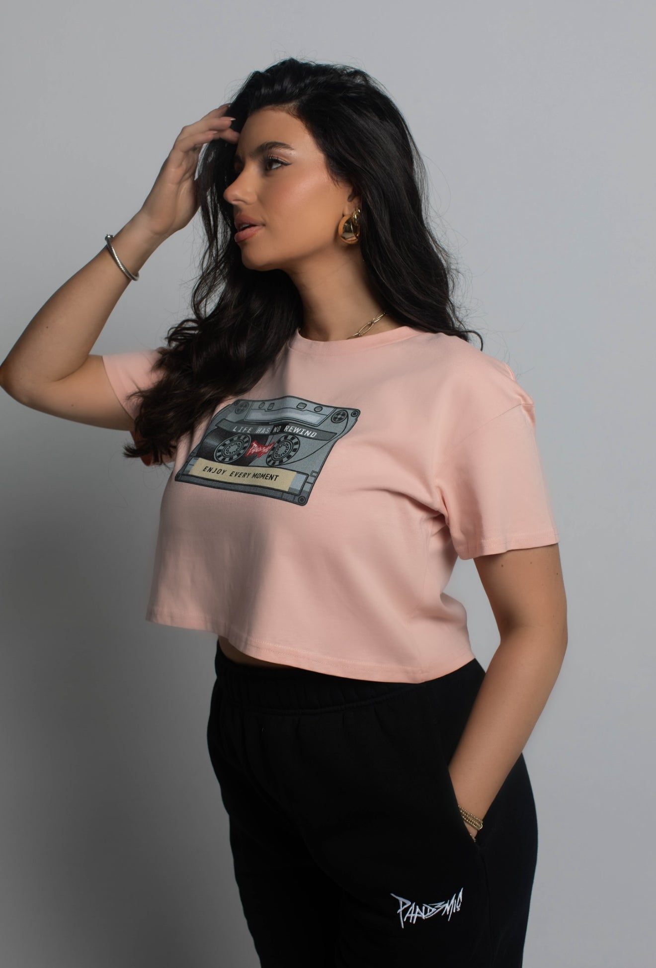 Vintage Cassette Crop Top in Classic Pink