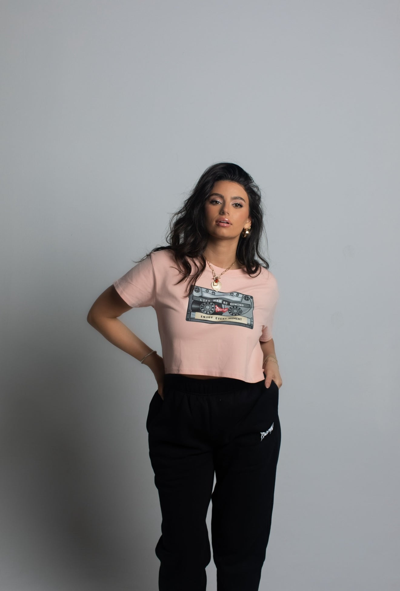 Vintage Cassette Crop Top in Classic Pink