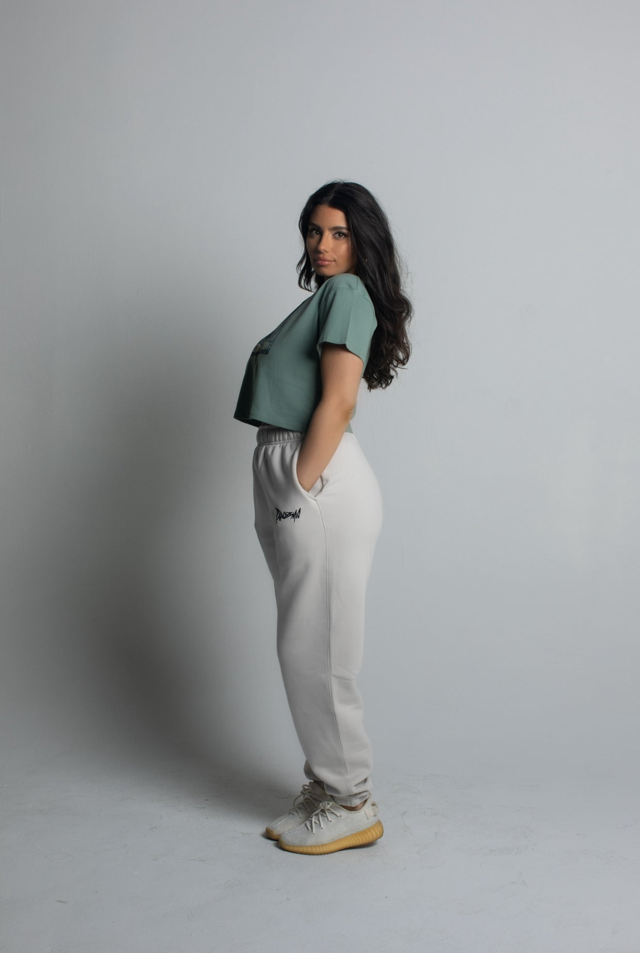 Vintage Cassette Crop Tee in Sage