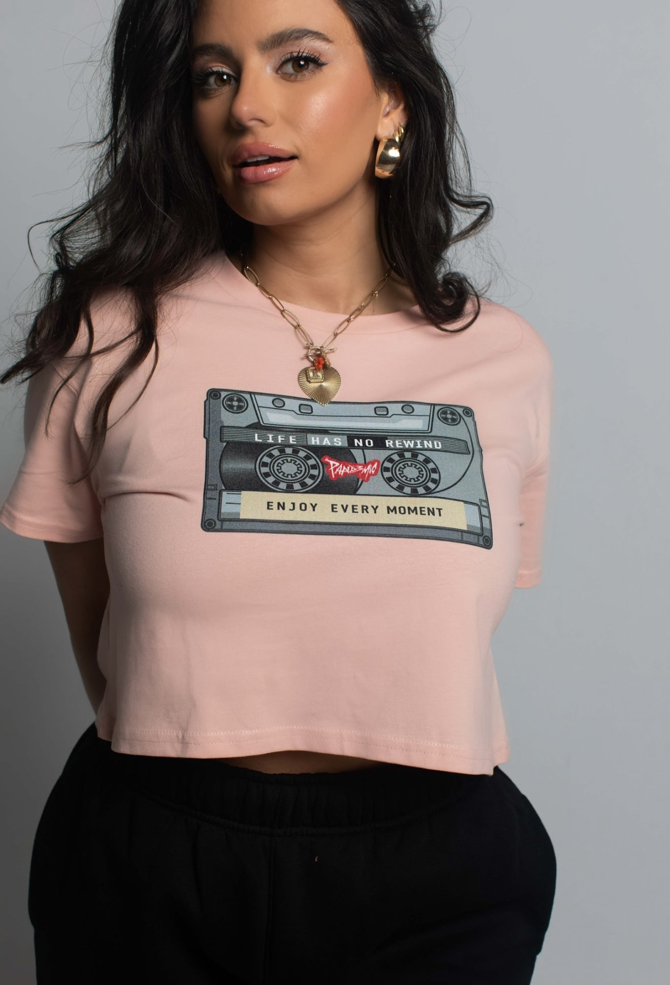 Vintage Cassette Crop Top in Classic Pink