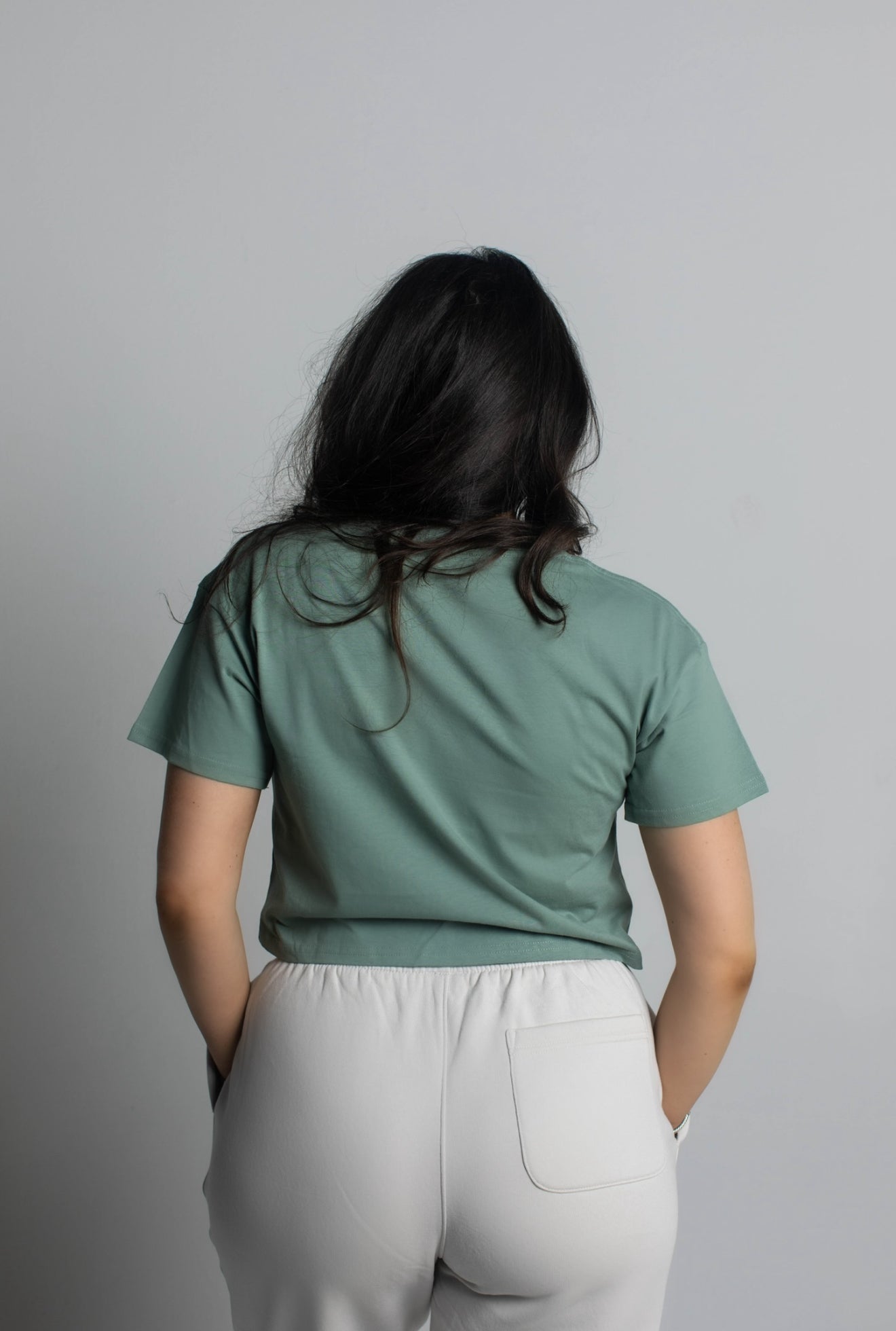 Vintage Cassette Crop Tee in Sage