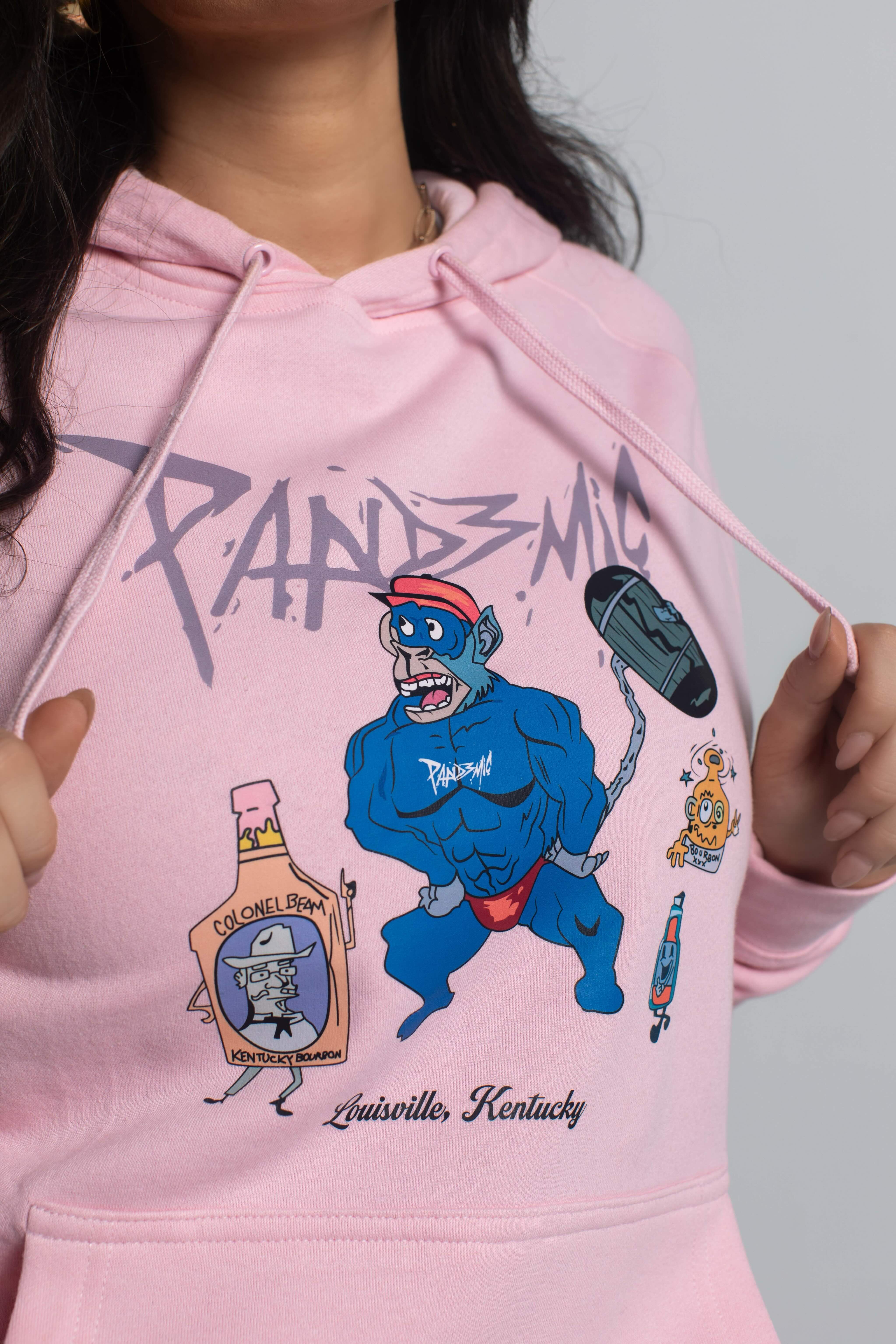 Bourbon Ape Lightweight Hoodie in Light Pink