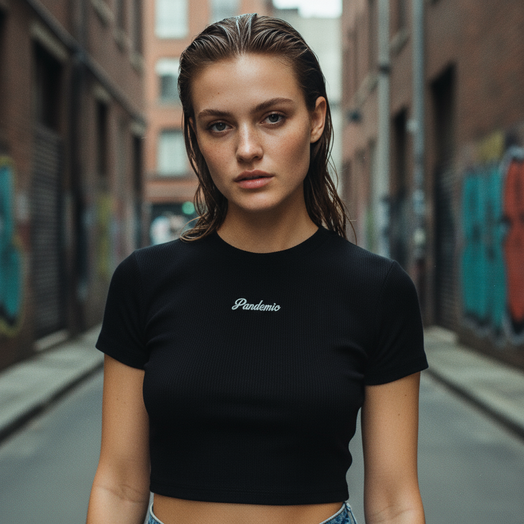 No Limit Micro Rib Baby Tee in Noir