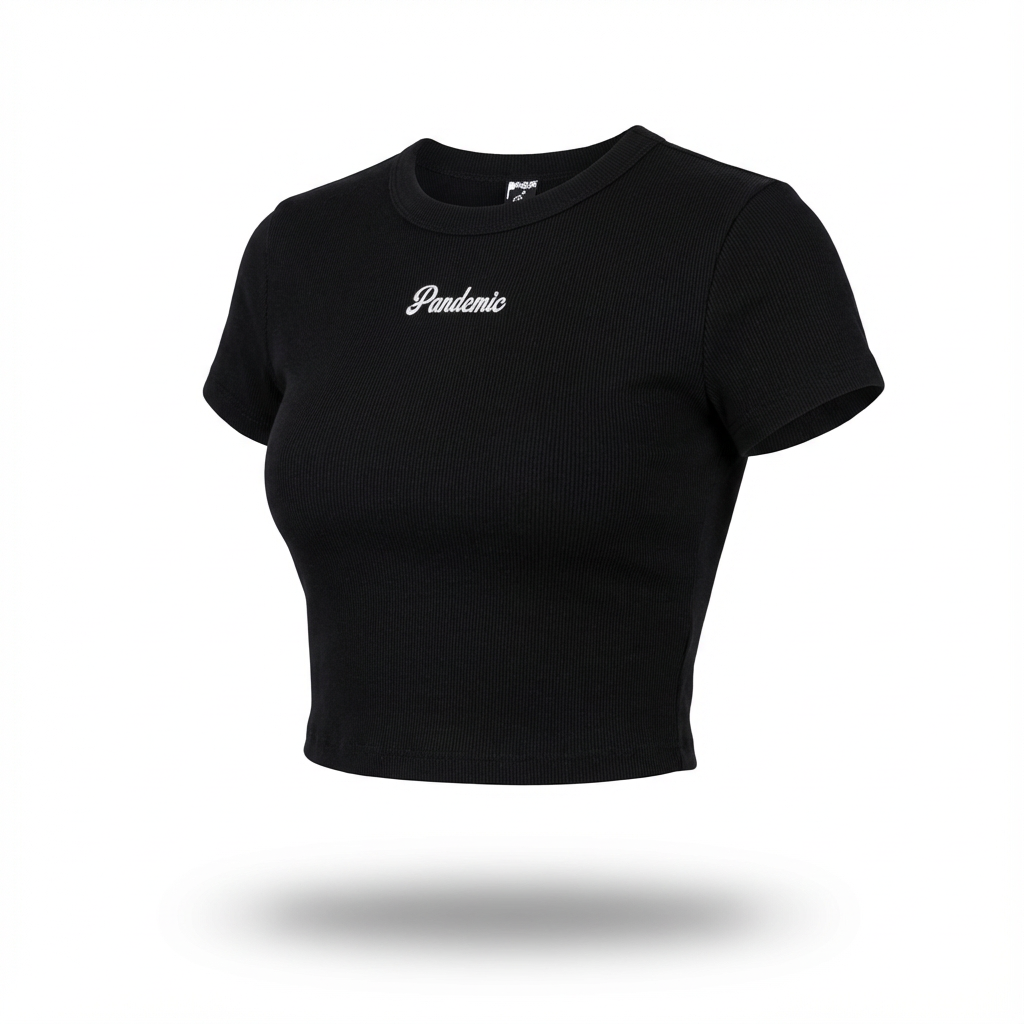 No Limit Micro Rib Baby Tee in Noir