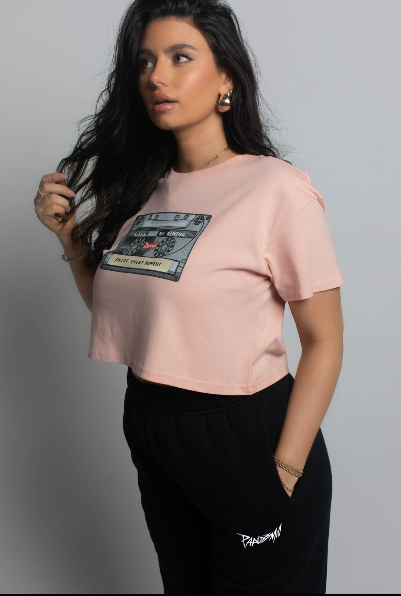 Vintage Cassette Crop Top in Classic Pink