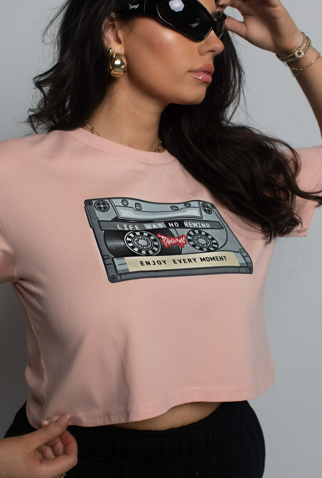 Vintage Cassette Crop Top in Classic Pink