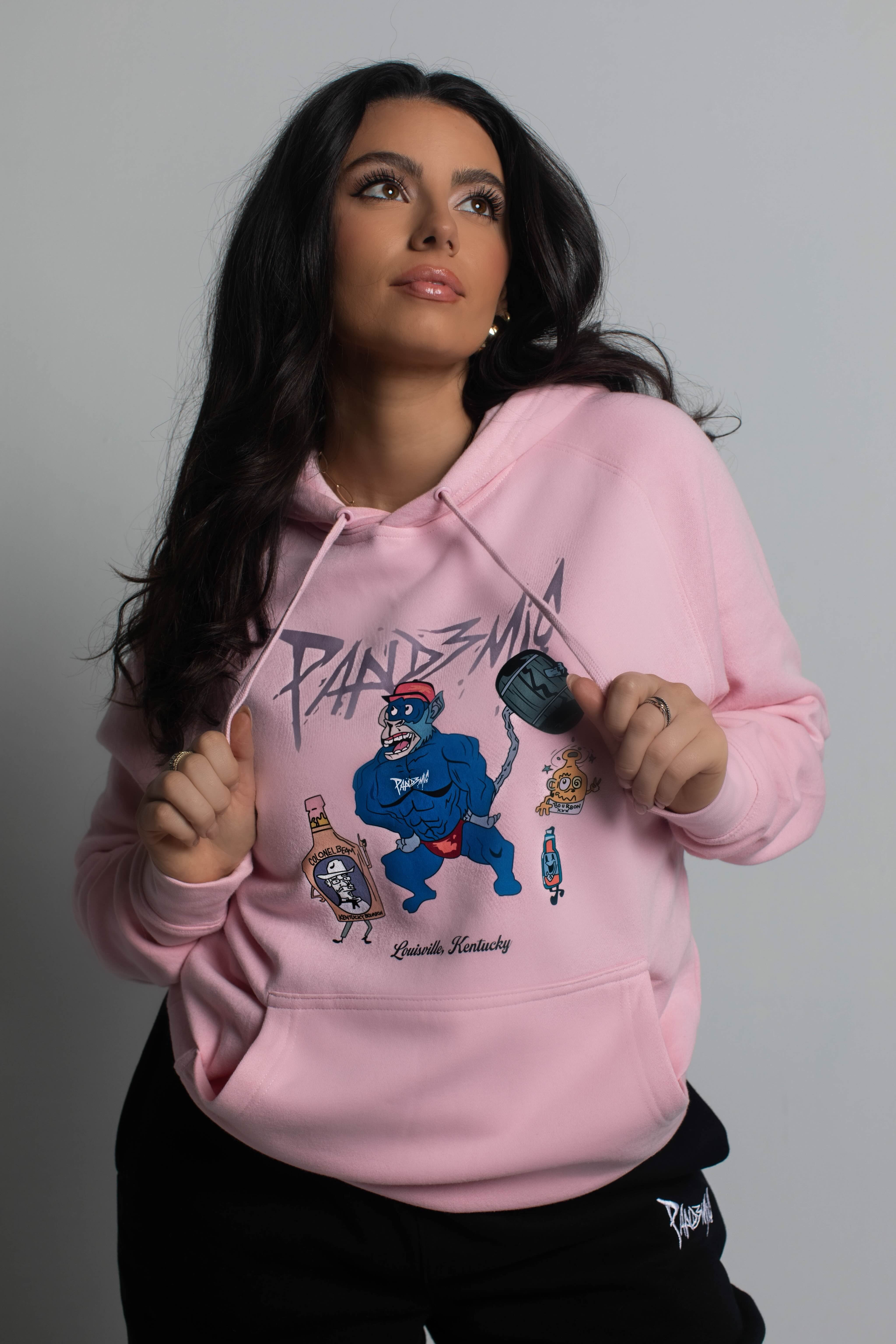 Bourbon Ape Lightweight Hoodie in Light Pink