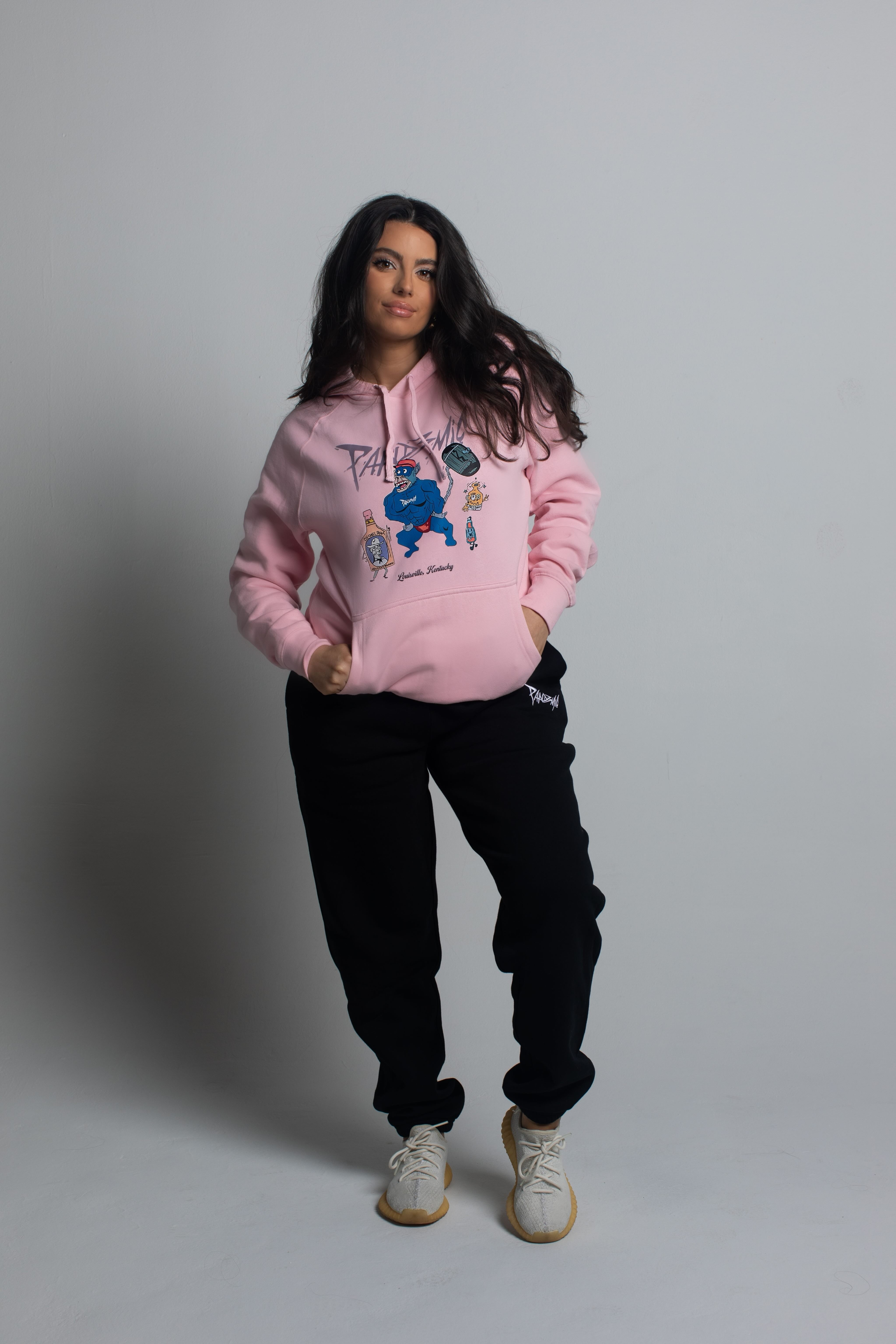 Bourbon Ape Lightweight Hoodie in Light Pink