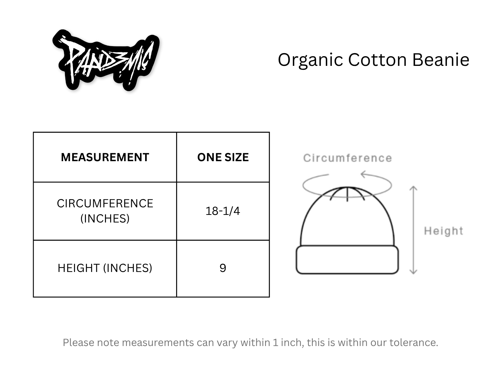 Organic Cotton Beanie in Noir