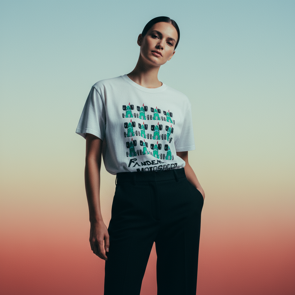 Pandemic Motorsport Heavyweight T Shirt in Chalk