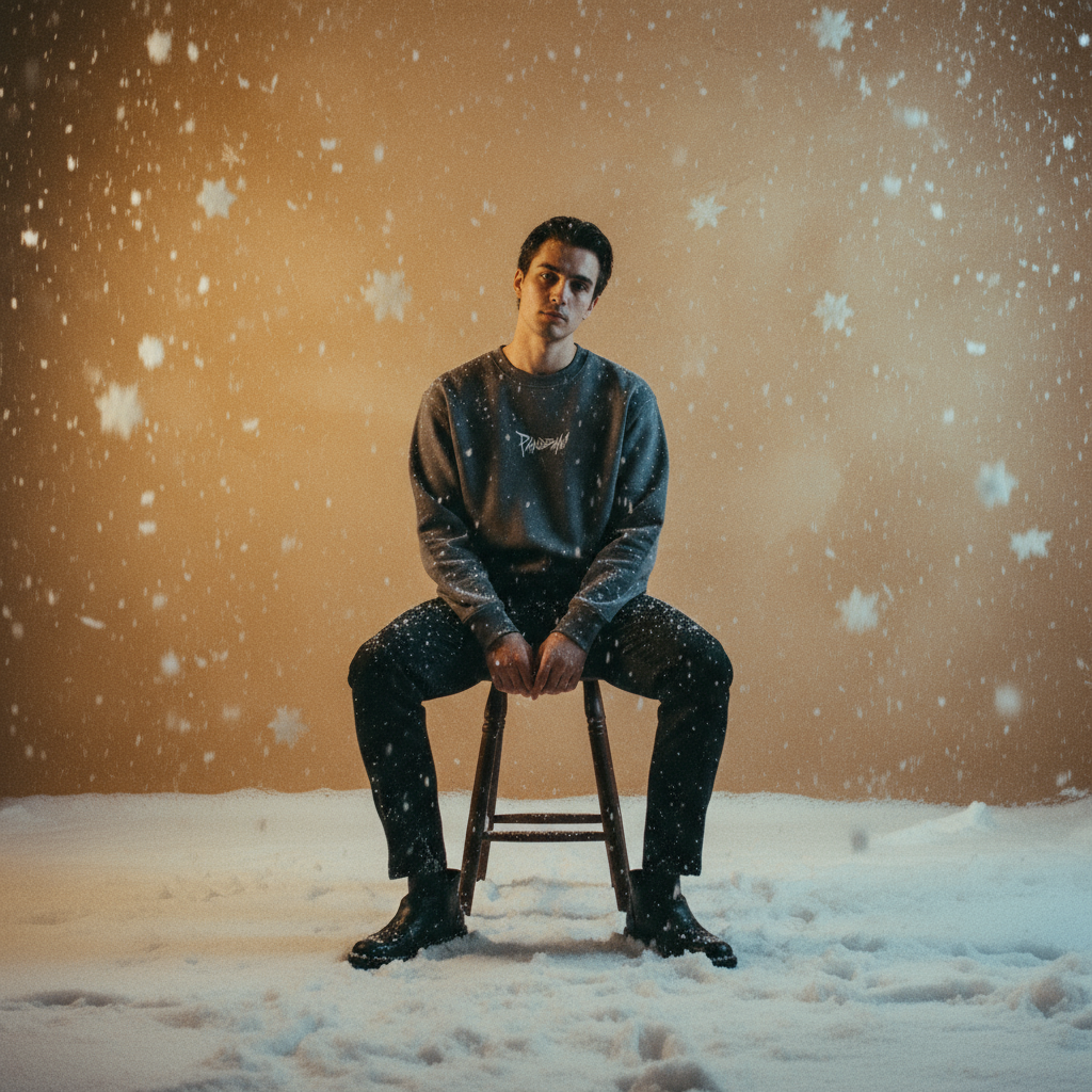 Relax Faded Crew Sweater in Noir