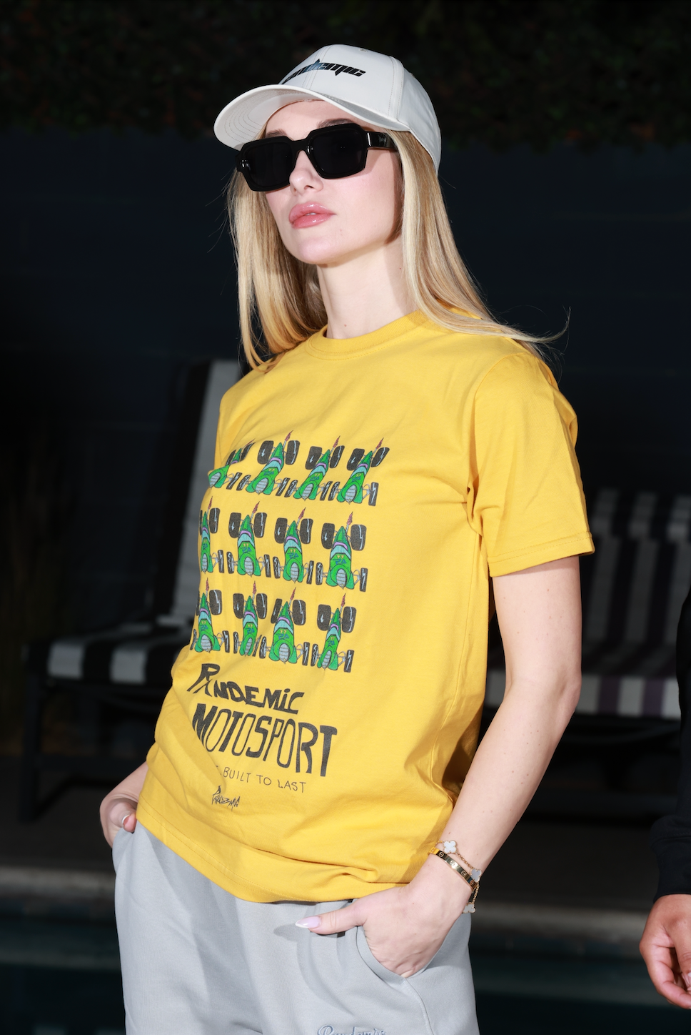 Pandemic Motorsport Heavyweight T Shirt in Mustard