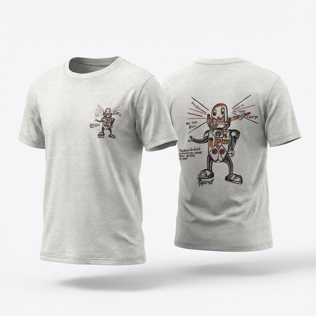 Kids Funky Bot Tee in Faded Bone