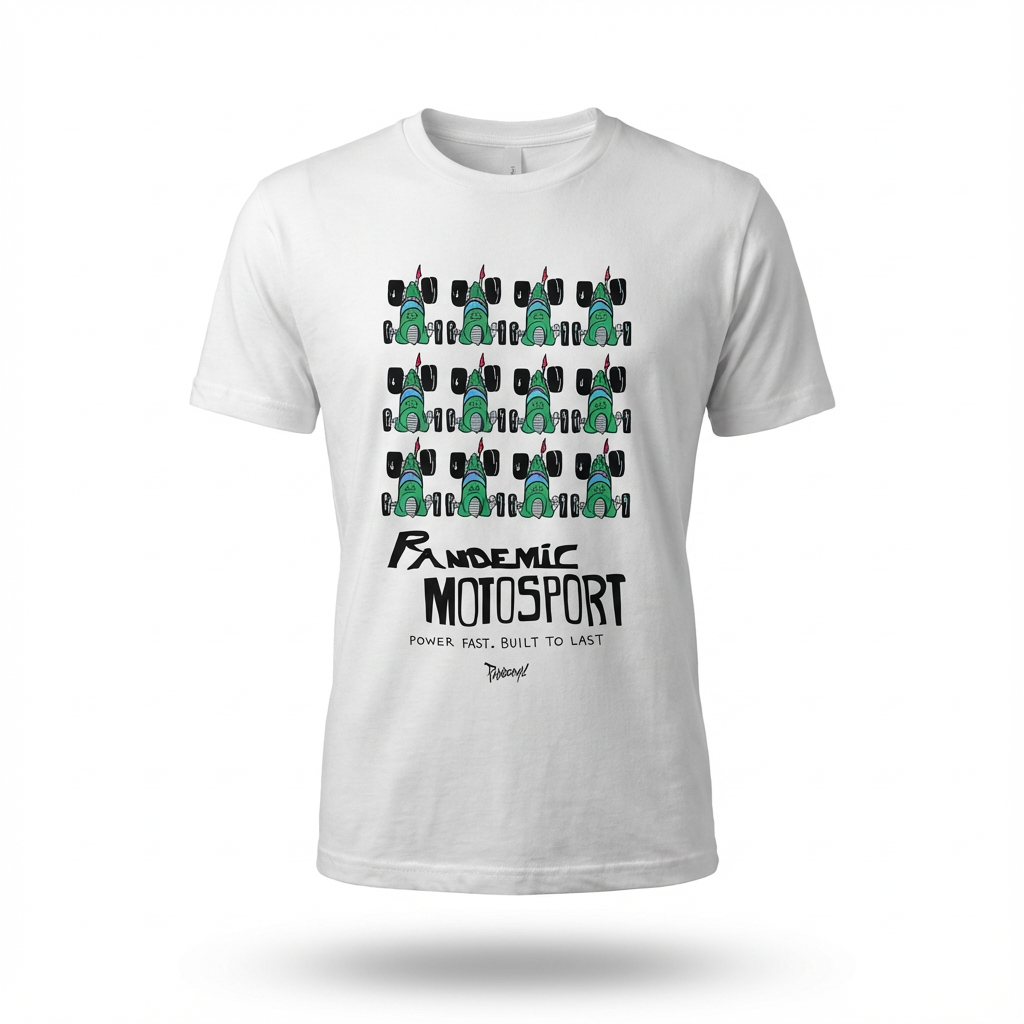 Pandemic Motorsport Heavyweight T Shirt in Chalk